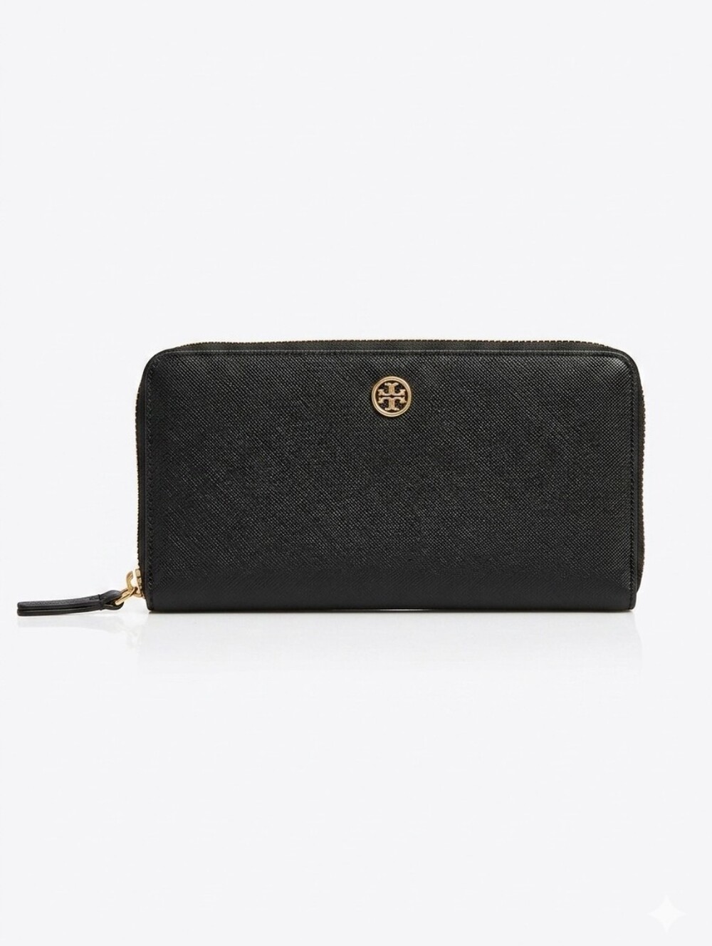 Tory Burch Black Saffiano Leather Zip-Around Wallet